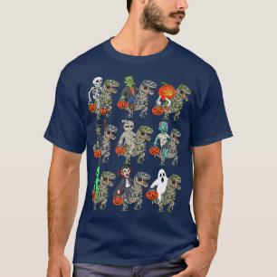 Camiseta Halloween Skeleton Zombie Andando Mummy T Rex Vamp