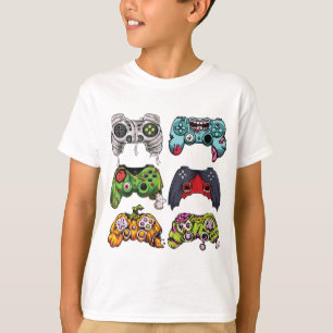 Camiseta Halloween Skeleton Zombie Controladoras de Jogos M