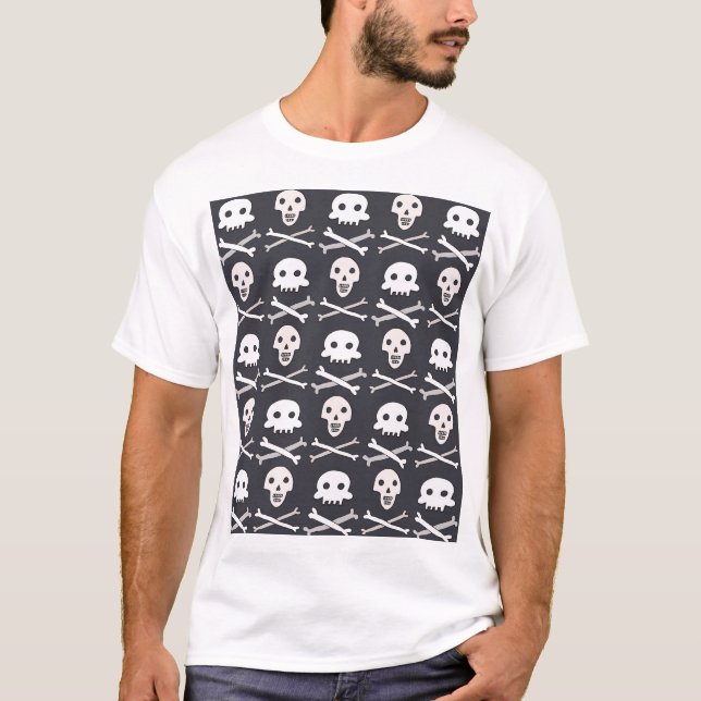 Camiseta Halloween Skull Colorful Patterno (Frente)