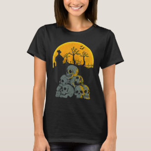 Camiseta Halloween Skulls Head Moon Skeleton Crianças de fa