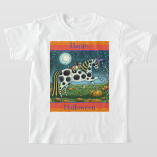Camiseta HALLOWEEN SPONTTED PONY & BAT CAT Fantasy Horse