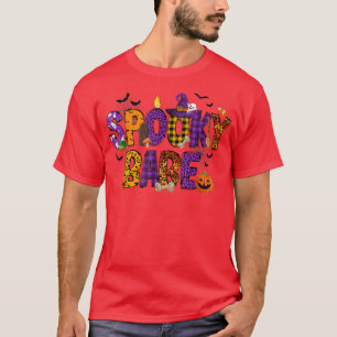 Camiseta Halloween Spooky Babe Pumpkin Leopard Halloween Ba