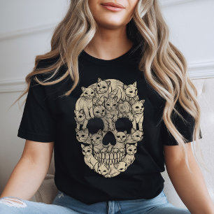 Camiseta Halloween Spooky Cat Skull Death Gost