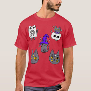 Camiseta Halloween Spooky Cats Pumpkin Ghost Engraçado Hall