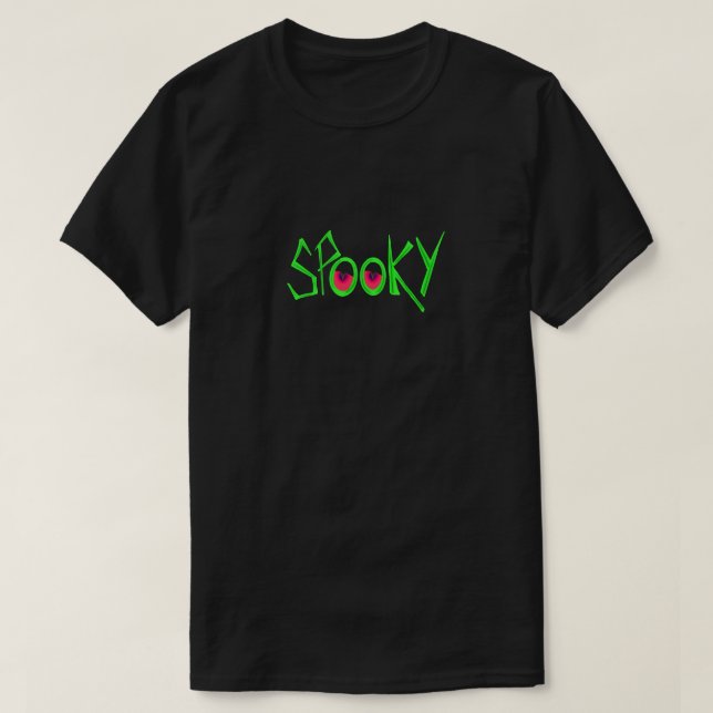 Camiseta Halloween Spooky Com Olhos Brilhantes (Frente do Design)