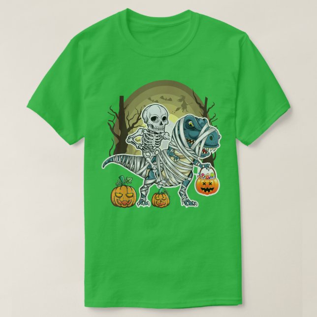 Camiseta Halloween Spooky Dinossaur Skeleton Mamãe Engraçad (Frente do Design)