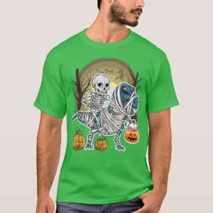 Camiseta Halloween Spooky Dinossaur Skeleton Mamãe Engraçad