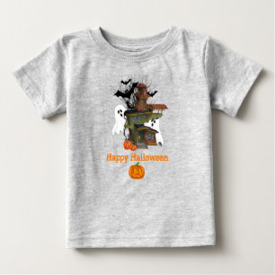 Camiseta Halloween Spooky House Ghost e Pumpkins Baby