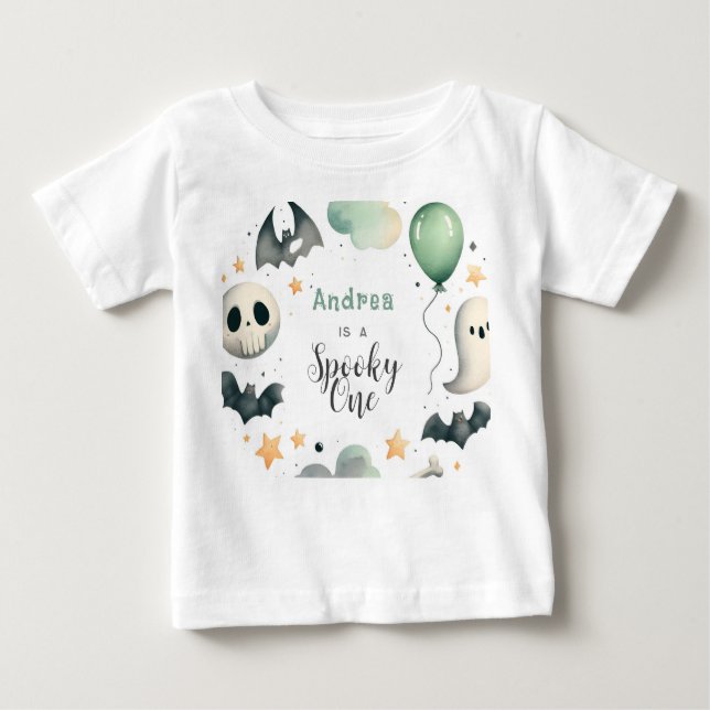 Camiseta Halloween Spooky primeiro (Frente)