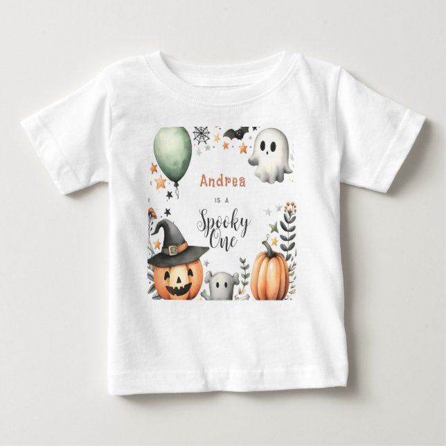Camiseta Halloween Spooky primeiro (Frente)