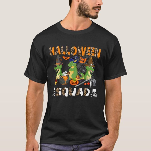 Camiseta Halloween Squad Leopard Three Alligators Costume W (Frente)