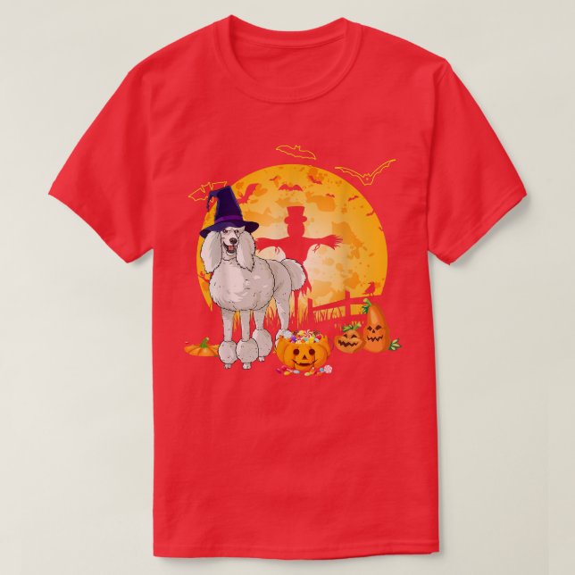 Camiseta Halloween Standard Poodle Pumpkin Witch  (Frente do Design)