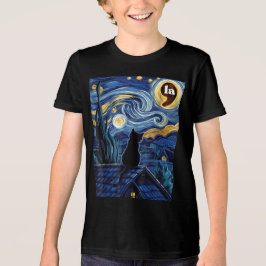 Camiseta Halloween Starry Night Black Cat Comma La Kamala
