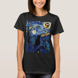 Camiseta Halloween Starry Night Black Cat Comma La Kamala
