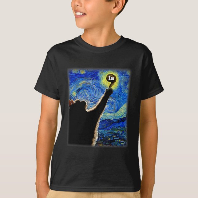 Camiseta Halloween Starry Night Cat Comma La Kamala Harris (Frente)