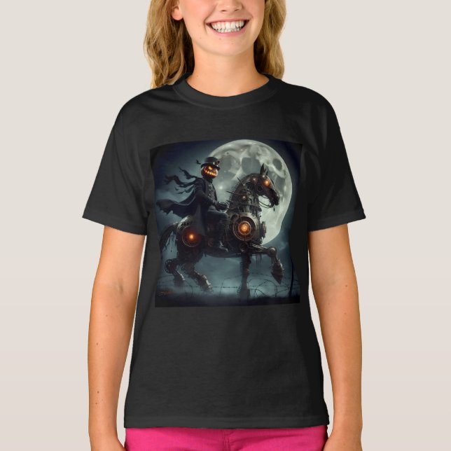 Camiseta Halloween Steampunk Cavaleiro Sem Cabeça (Frente)
