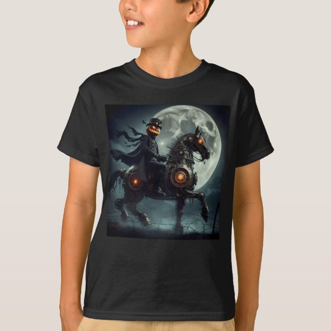 Camiseta Halloween Steampunk Cavaleiro Sem Cabeça (Frente)