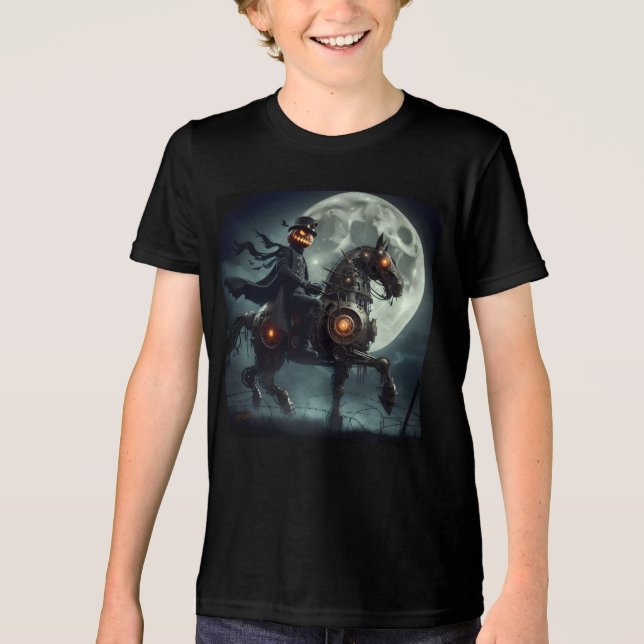 Camiseta Halloween Steampunk Cavaleiro Sem Cabeça (Frente)