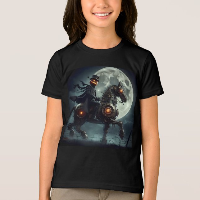 Camiseta Halloween Steampunk Cavaleiro Sem Cabeça (Frente)