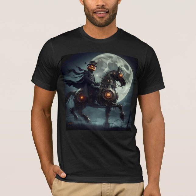 Camiseta Halloween Steampunk Cavaleiro Sem Cabeça (Frente)