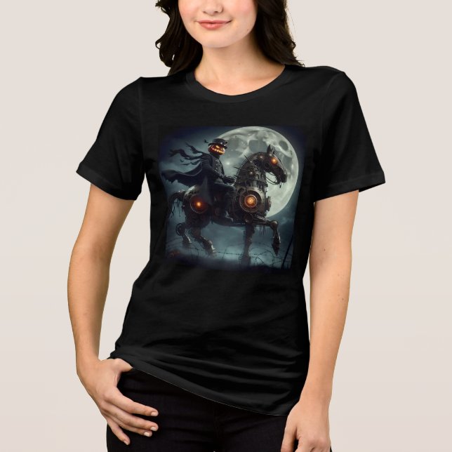 Camiseta Halloween Steampunk Cavaleiro Sem Cabeça (Frente)