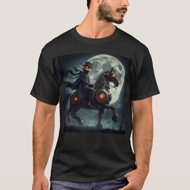 Camiseta Halloween Steampunk Cavaleiro Sem Cabeça (Frente)