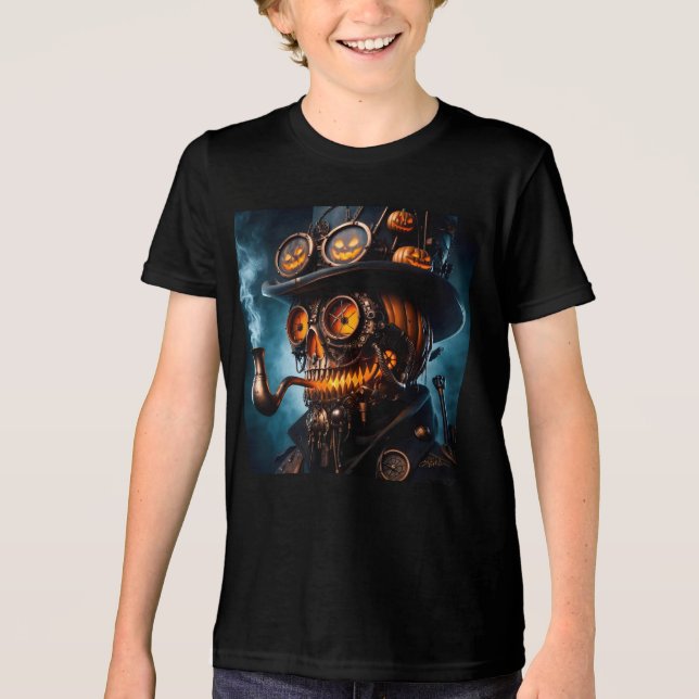 Camiseta Halloween Steampunk Gothic Jack-O-Lantern (Frente)