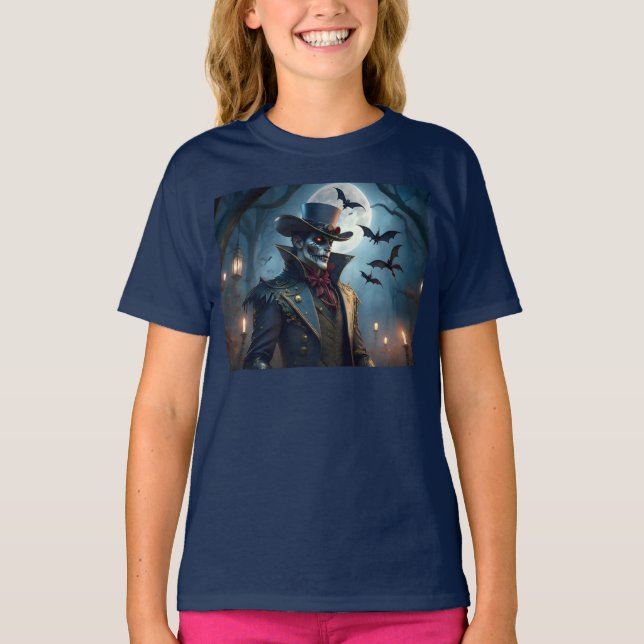 Camiseta Halloween Steampunk Southern Gentleman Zombie (Frente)
