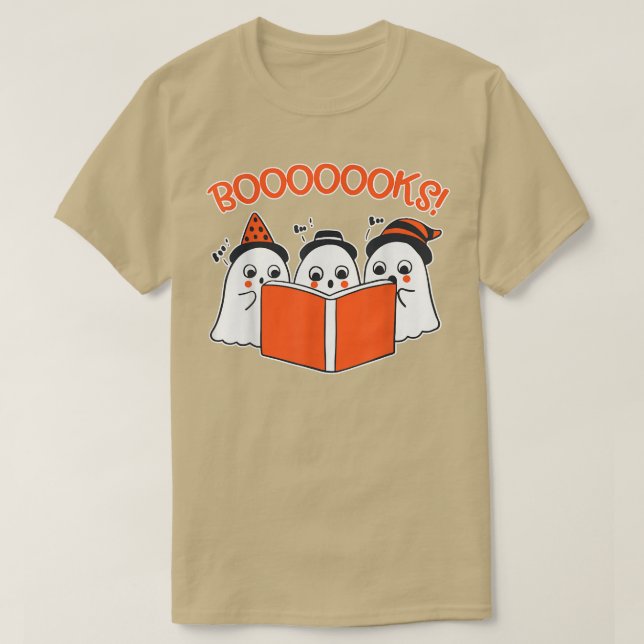 Camiseta Halloween T Ghost Lading Book Lover Teac (Frente do Design)