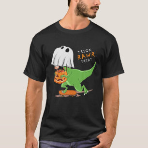 Camiseta Halloween T Rex Dinosaur Ghost Trick Rawr Treat Fo