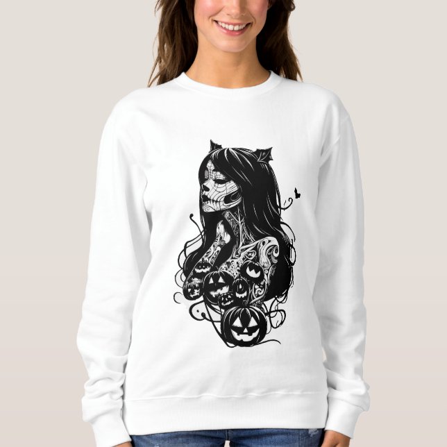 Camiseta Halloween tatouage art  (Frente)