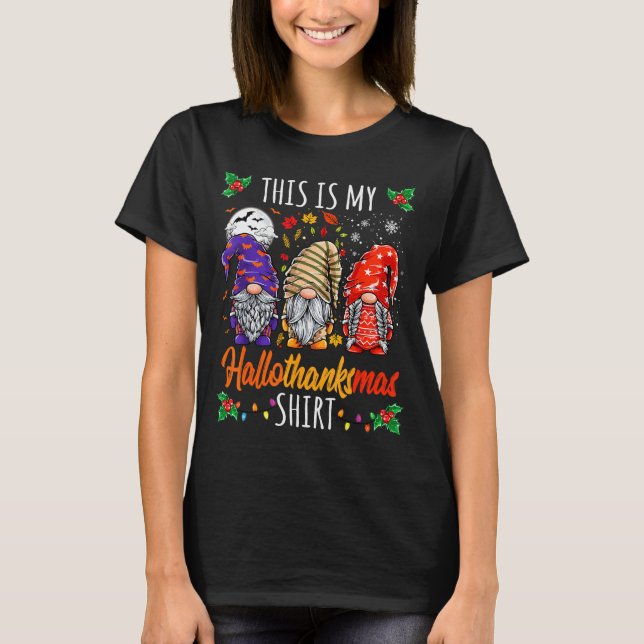 Camiseta Halloween Thanksgiving Christmas Funny Hallothanks (Frente)