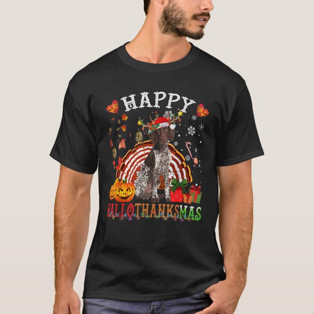 Camiseta Halloween Thanksgiving Christmas German Shorthaire (Frente)