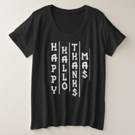 Camiseta Halloween Thanksgiving Christmas Happy HalloThanks