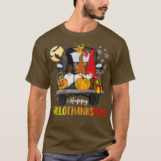 Camiseta Halloween Thanksgiving Christmas Truck HalloThanks