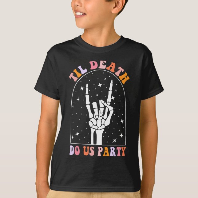 Camiseta Halloween Til Death Do U Party Retro Chelorette M (Frente)