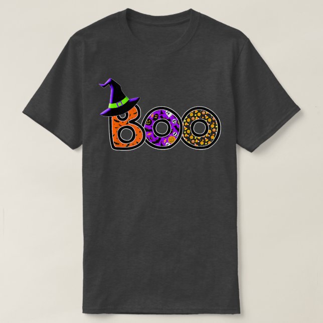 Camiseta Halloween Trick Treat Boo (Frente do Design)