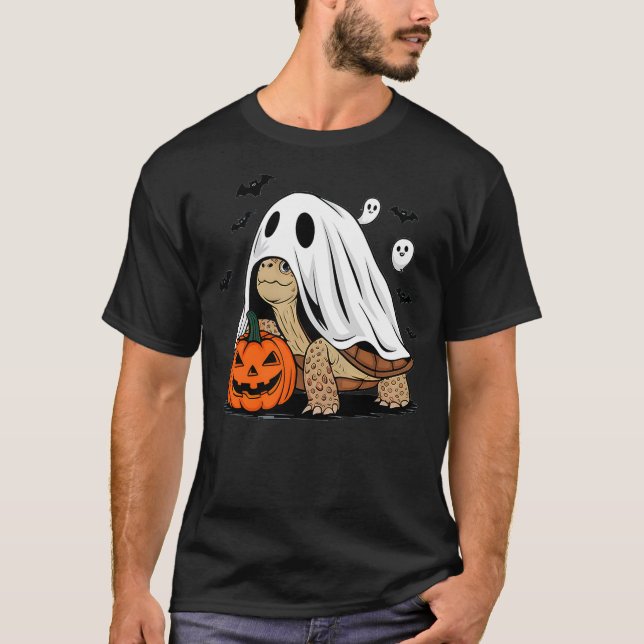 Camiseta Halloween Turtle Ghost Pumpkin Costume Terrapin To (Frente)