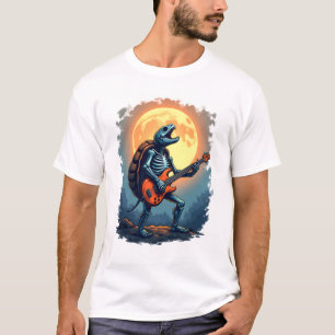 Camiseta Halloween Turtle Skeleton Rocker Tee for Music Lov