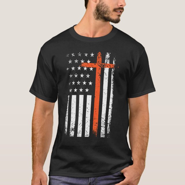 Camiseta Halloween U American Flag Legal Christian Cross 1 (Frente)