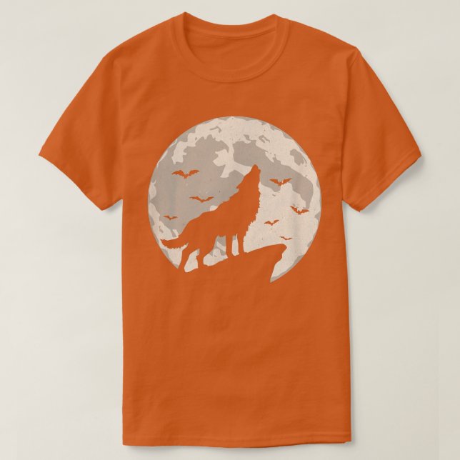 Camiseta Halloween uivando lobisomem na lua Costume par (Frente do Design)