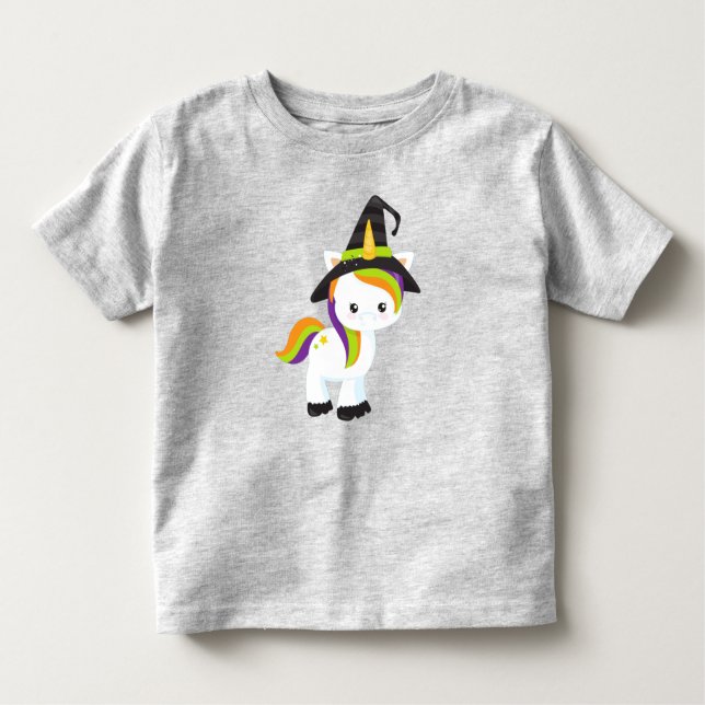 Camiseta Halloween Unicorn, Cute Unicorn, Witold Hat, Estre (Frente)