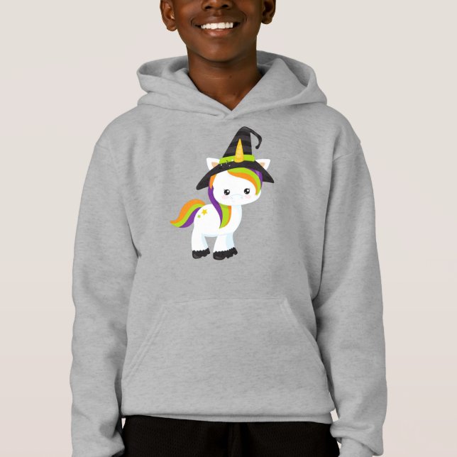 Camiseta Halloween Unicorn, Cute Unicorn, Witold Hat, Estre (Frente)