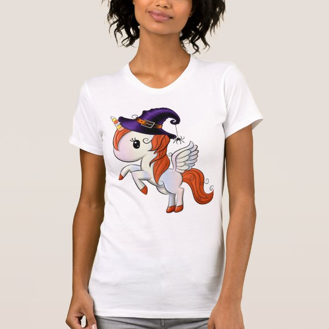Camiseta Halloween Unicorn Pegasus Witch (Frente)