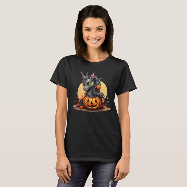 Camiseta Halloween Unicórnio Fofo (Frente Completa)