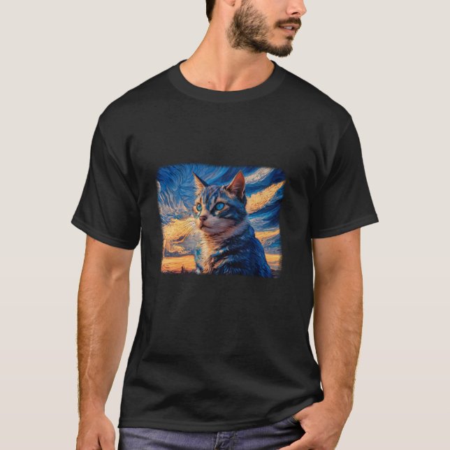 Camiseta Halloween Van Gogh Starnight Black Night T Shirt (Frente)