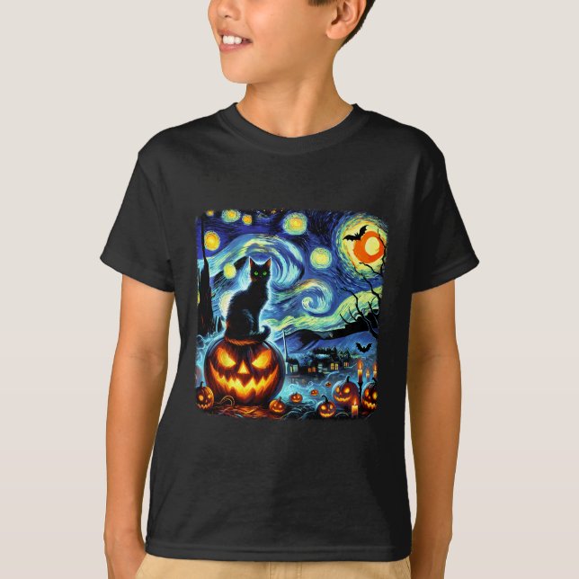 Camiseta Halloween Van Gogh Starry Night Black (Frente)