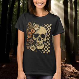 Camiseta Halloween Vintage Floral Skull