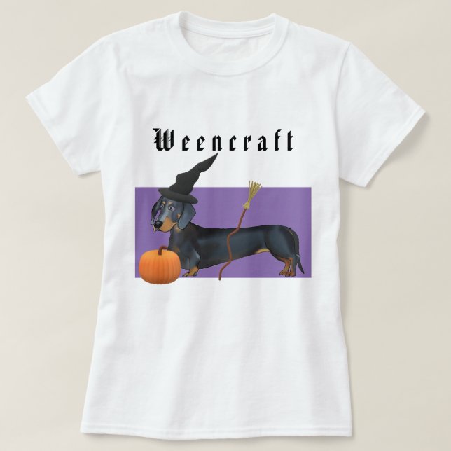 Camiseta Halloween| Weencraft Dachshund Witch Funny (Frente do Design)