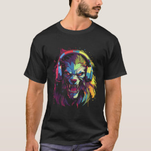 Camiseta Halloween Werewolf Monster E Fone De Ouvido Rad Po
